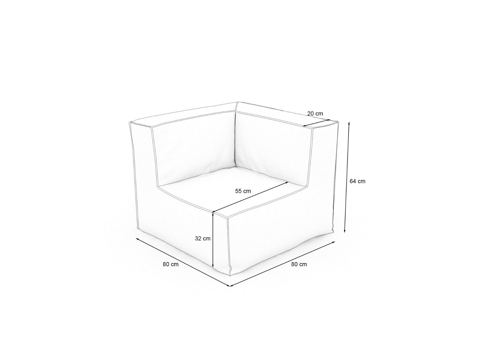 SAMBA - FAUTEUIL D'ANGLE POUR CANAPé MODULABLE 