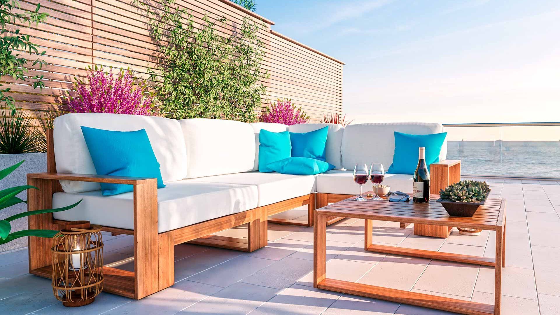 Salon de jardin en bois d'acacia MAURITIO | artelia.fr