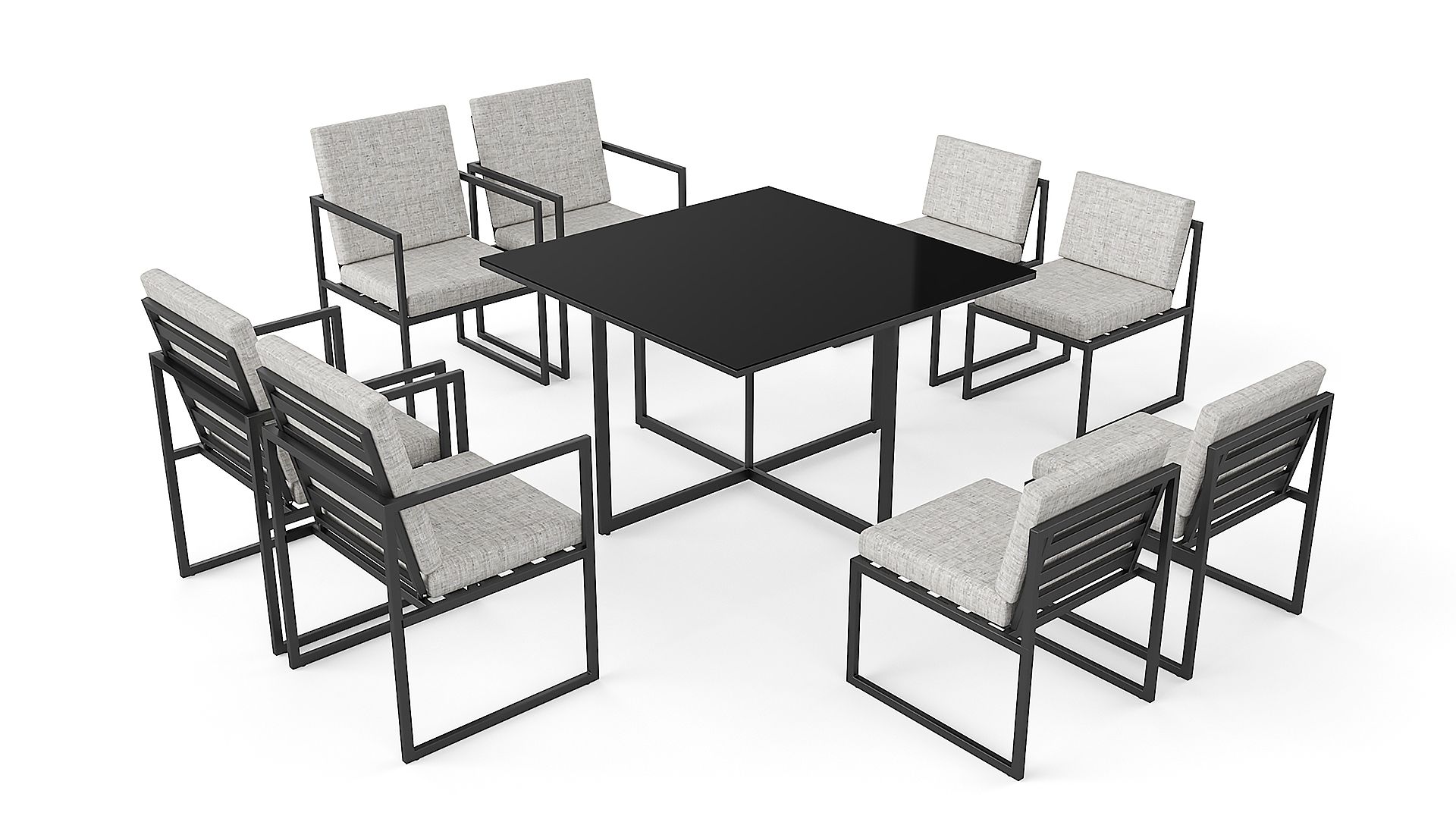 Ensemble table et chaises en aluminium empilables NOVA DINING XL
