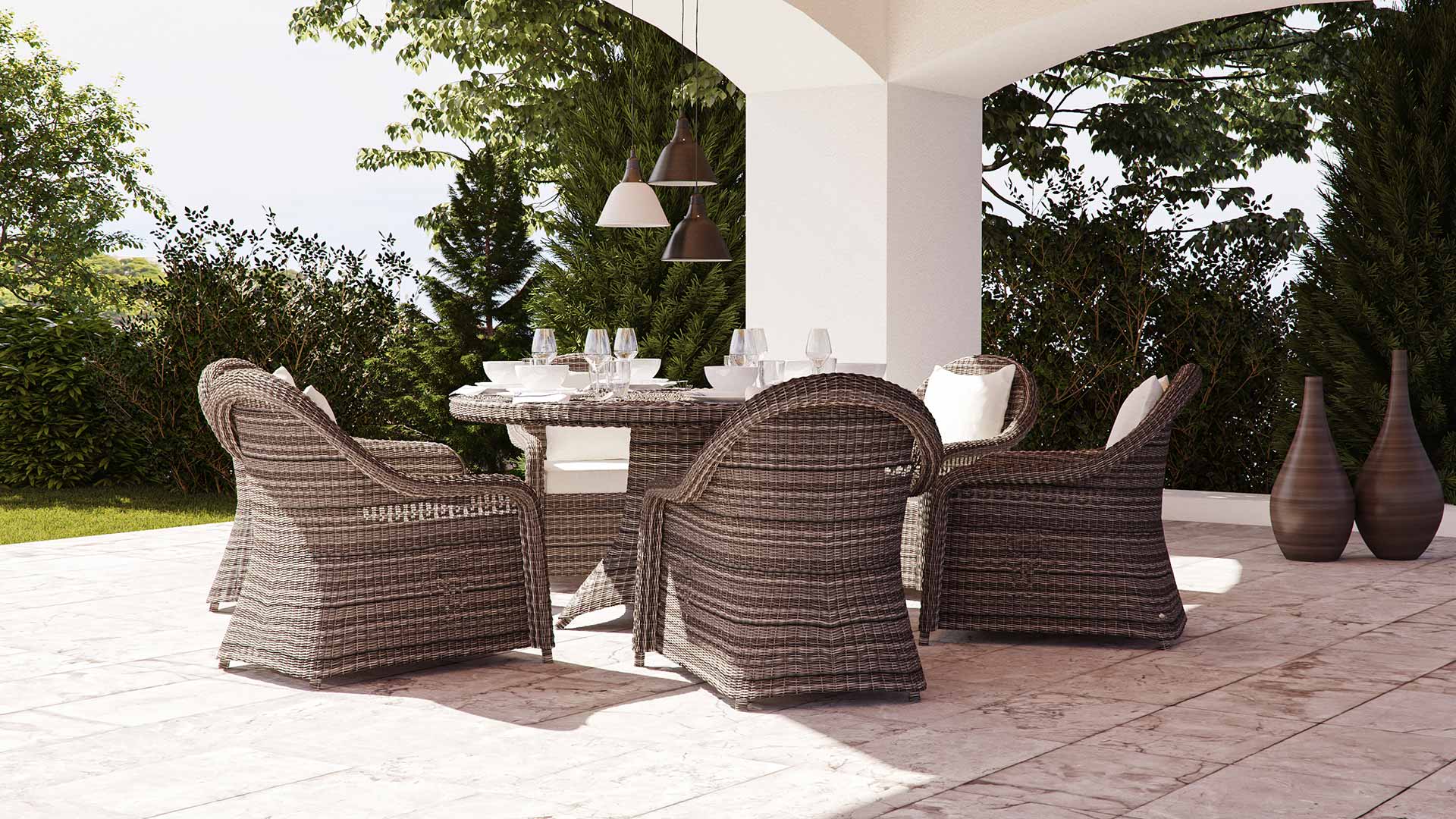 Ensemble table et chaises résine tressée Elaya M